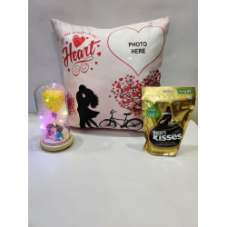 Cute Kiss Day Dome Gift With Cushion