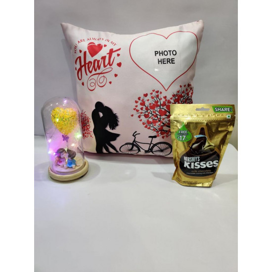 Cute Kiss Day Dome Gift With Cushion