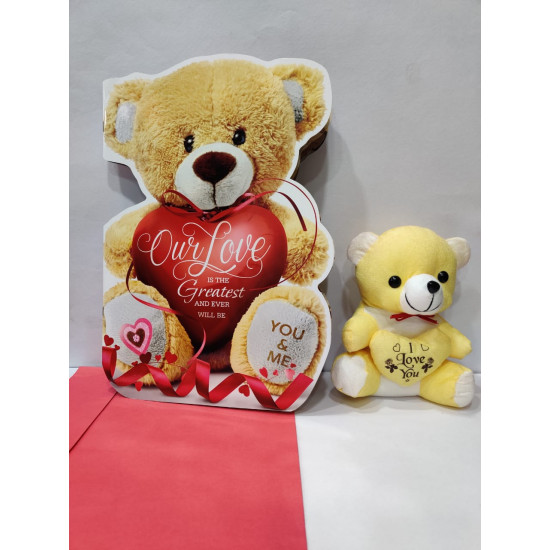 Yellow Teddy Bear with Big Teddy Card