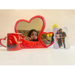 Double Heart Magic Mirror with Heart Handle Mug Combo