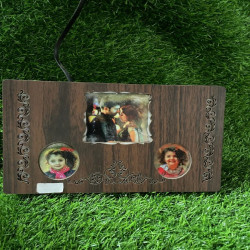 LED Wooden Landscape Photo Frame with 3 Pics