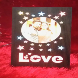 Love LED Wooden Photo Frame with Little Glowing Stars