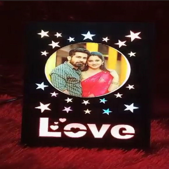 Love LED Wooden Photo Frame with Little Glowing Stars