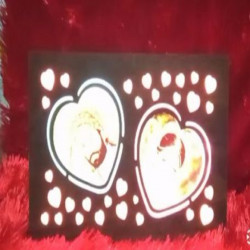 Personalized Landscape LED Wooden Photo Frame with Little Hearts