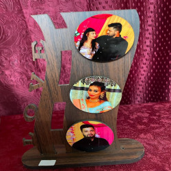 Love Photo Frame with Three Circular Images